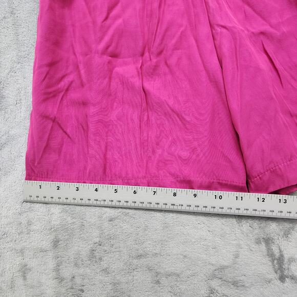 Vintage 80s Shorts Womens L Pink Pull On Elastic Waist Rayon Baggy Loose Bermuda - Picture 7 of 8